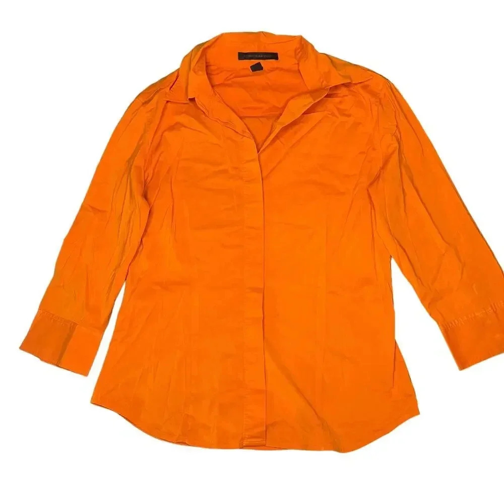 Express Design Studio Women's Medium‎ Orange Long Sleeve Button-Up Shirt